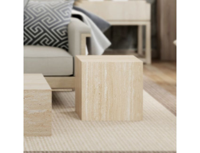 Artemis Contract Grade Square Accent Table in Travertine