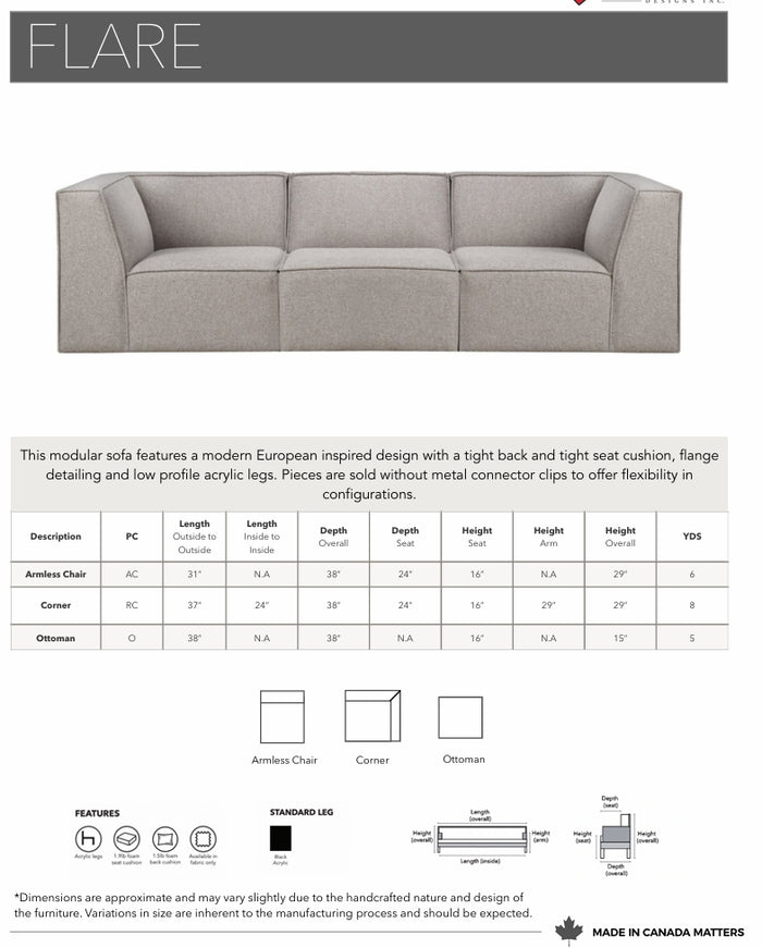 Flare modular Sofa/Sectional Collection