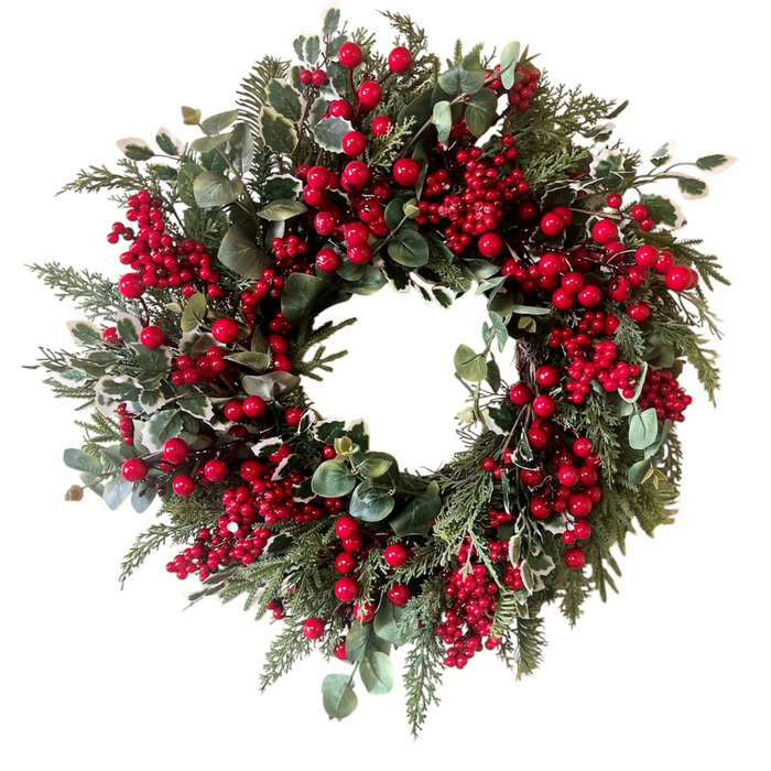 RED BERRY AND HOLLY WREATH